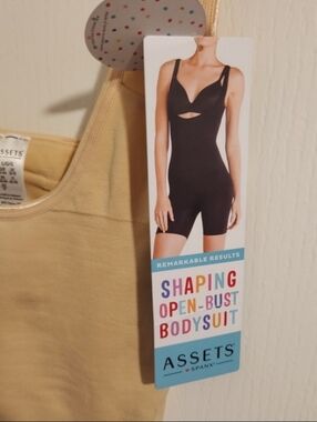 New!Assets by Spanx Shaping Open-Bust Bodysuit - Beige